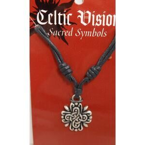 Vintage Celtic Vision Sacred Symbols Cross Necklace Pendant 24" Adjustable